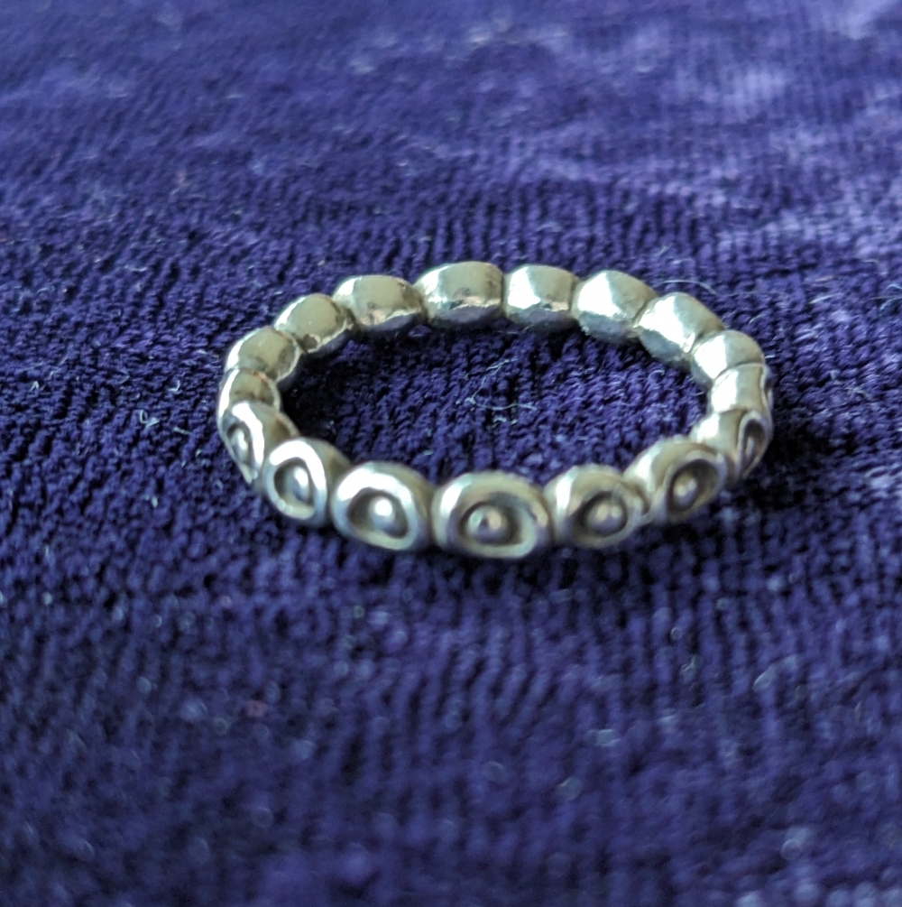 Size 6 Pandora Sterling Silver Stacking Celebration Ring, Circles And Dots